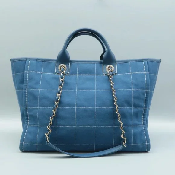 100% Authentic CHANEL Lady First Blue W/P Cloth Tote Bag - Picture 2 of 12